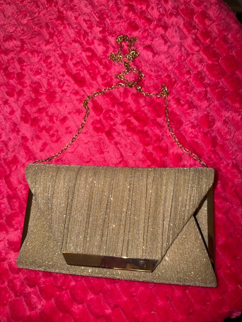 Gold Evening Clutch with Chain Strap